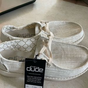 Hey Dude Wendy Sparkling Gold Shoes size 7 women’s Sparkle glitter slip on